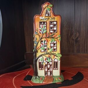 Harvest B&B  Blue Sky Ceramic House Figurine - Orange, Green, Brown
